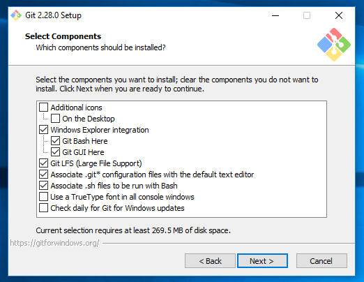 An image showing the first page of the Git Windows installer